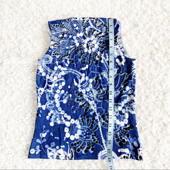 Alberto Makali Beaded Blue Floral Tank Top NWT - Picture 4 of 6